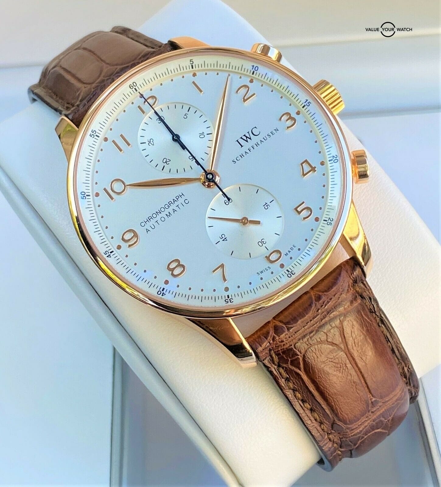 IWC Portuguese Chronograph 18K Rose Gold IW371480 Silver Dial 40.9mm SERVICED!