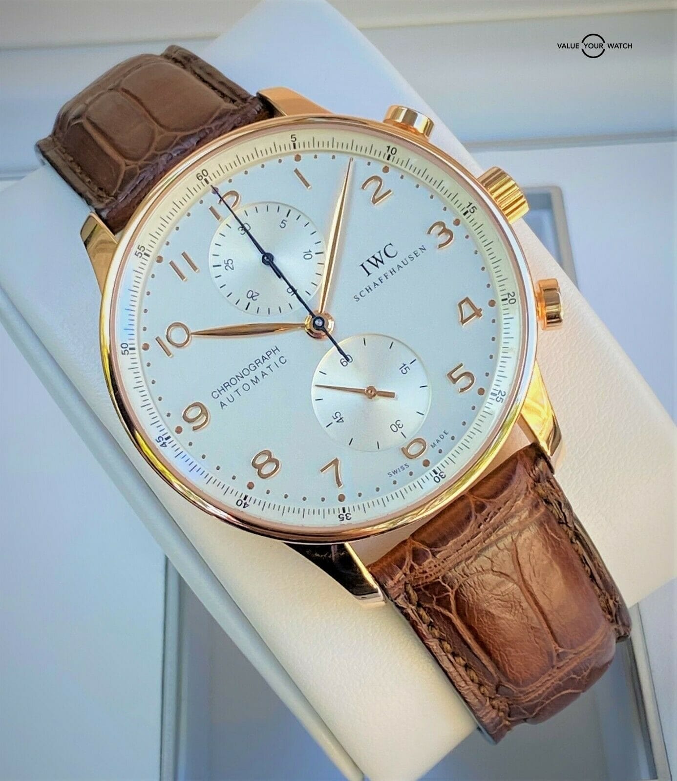 IWC Portuguese Chronograph 18K Rose Gold IW371480 Silver Dial 40.9mm SERVICED!