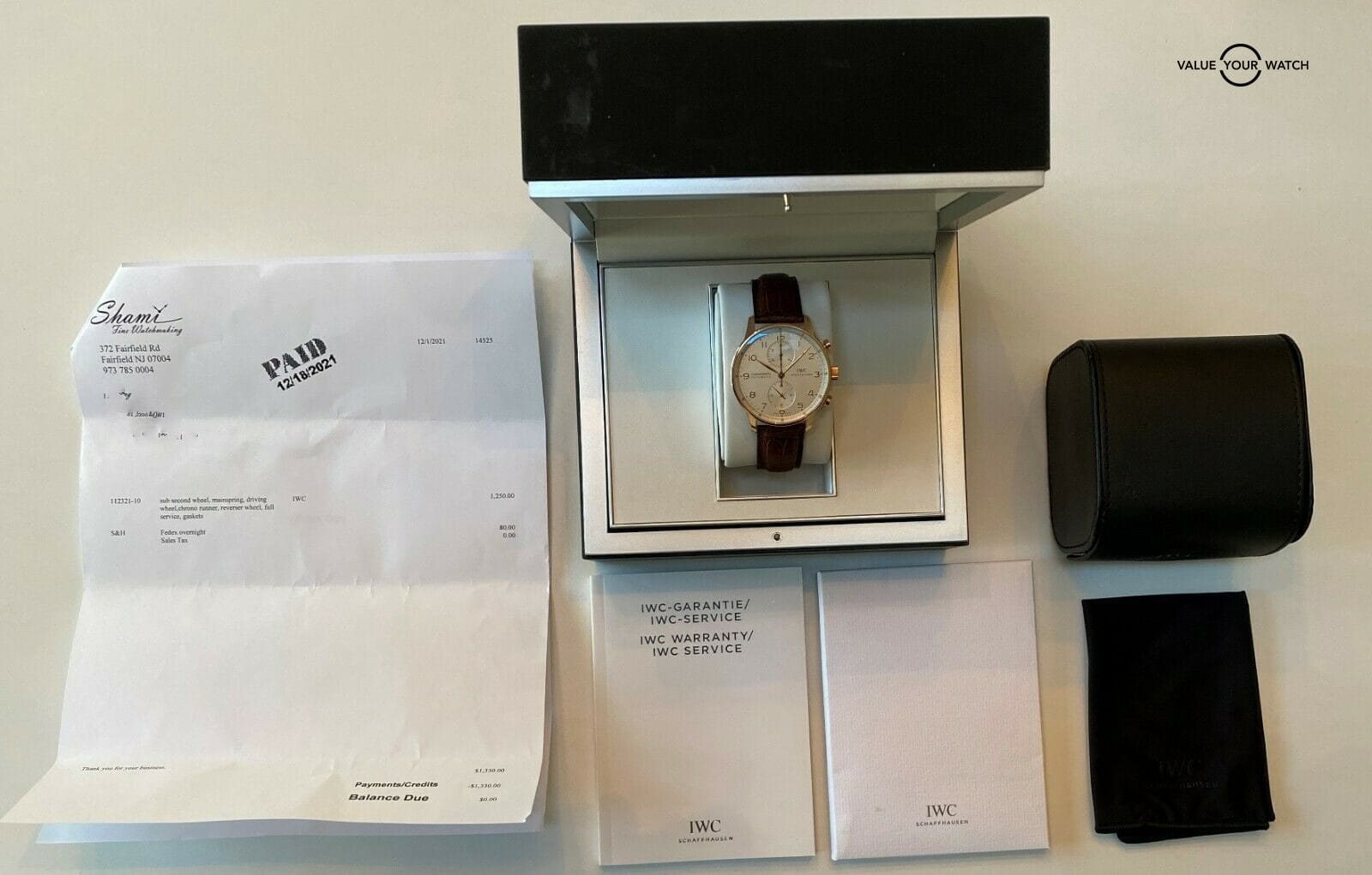 Full Set IWC Portuguese Chronograph 18K Rose Gold IW371480 Silver Dial 40.9mm SERVICED!