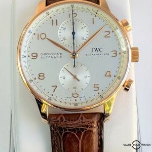 IWC Portuguese Chronograph 18K Rose Gold IW371480 Silver Dial 40.9mm SERVICED!