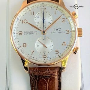 IWC Portuguese Chronograph 18K Rose Gold IW371480 Silver Dial 40.9mm SERVICED!