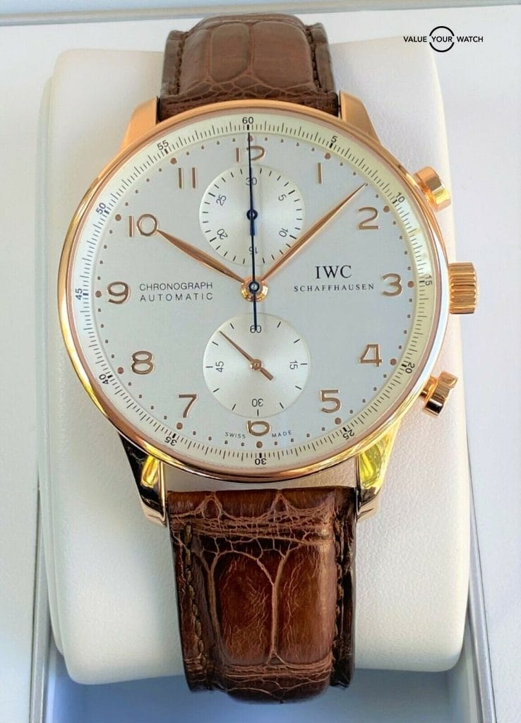 IWC Portuguese Chronograph 18K Rose Gold IW371480 Silver Dial 40.9mm SERVICED!