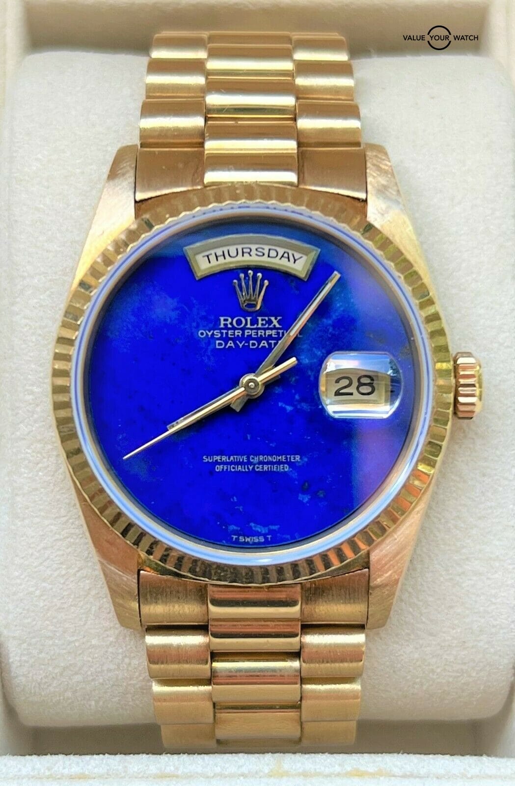 Rolex 18238 Day-Date FACTORY LAPIS LAZULI Dial | Value Your Watch