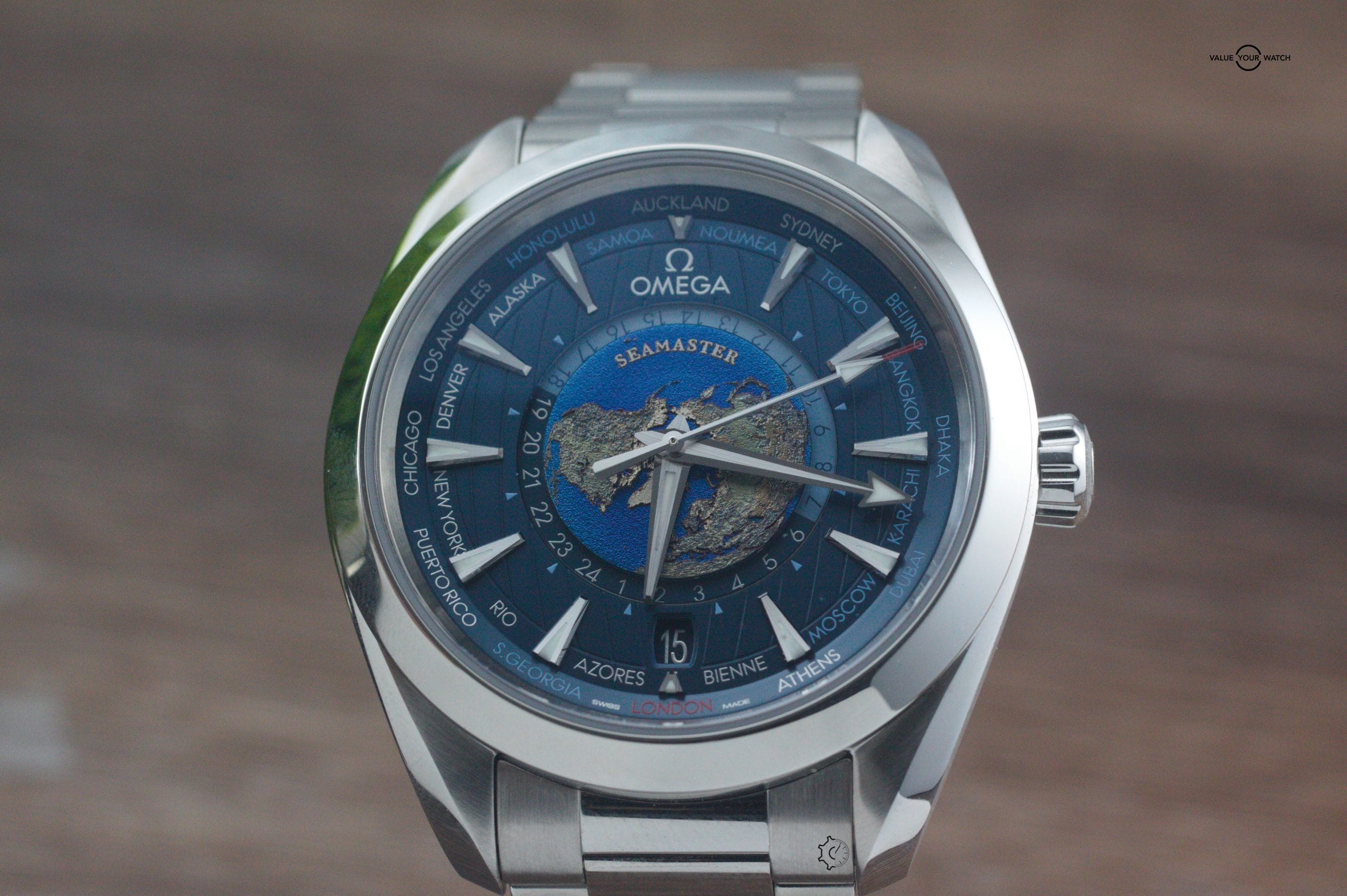 Omega Seamaster Aqua Terra GMT Worldtimer 43mm Blue Stainless Steel Box & Papers - Image 4