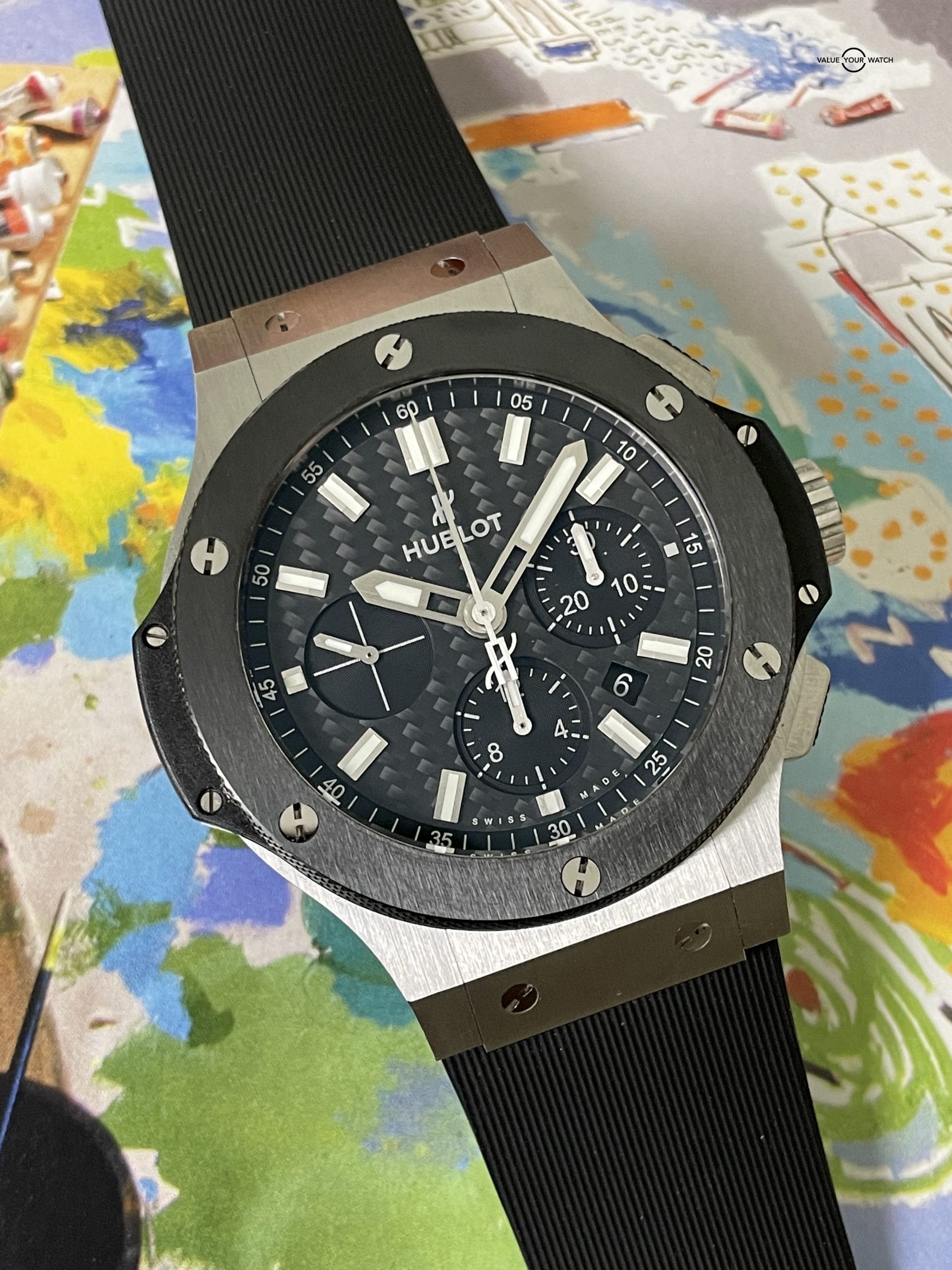 Hublot Big Bang Original Steel Ceramic Chronograph 44mm – 301.SM.1770.RX – 2017 Full Set + Strap!