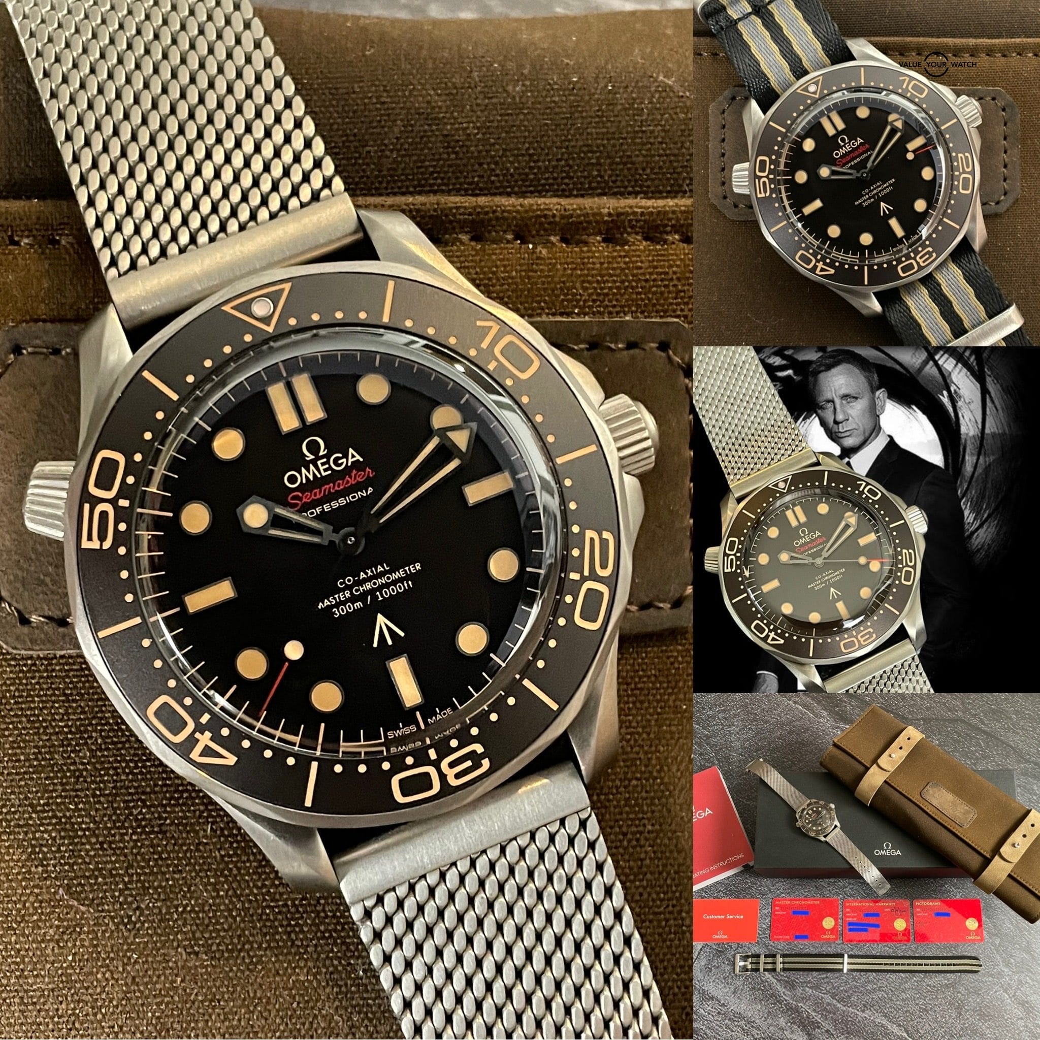 Omega Seamaster Diver 300M 007 Edition Titanium NTTD – 2021 Full Set Extra Strap!