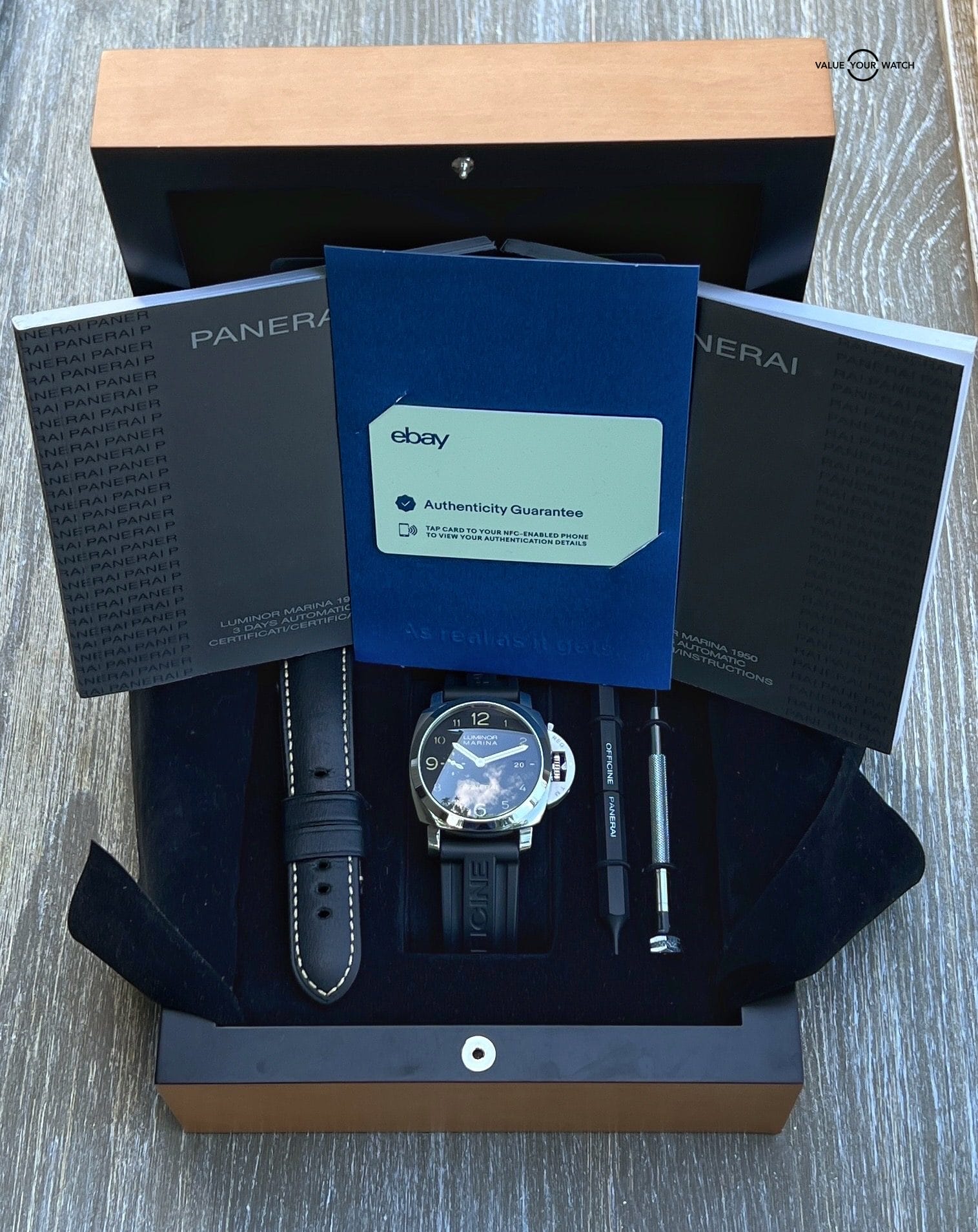 Panerai Luminor Marina 1950 3 Days Black Sandwich Dial PAM 359 Full Set - Image 2
