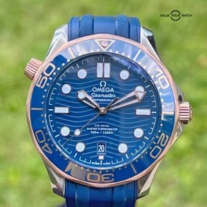 OMEGA Seamaster Diver 300M Co-Axial Blue Wave Ceramic Sedna Gold Warranty B&P