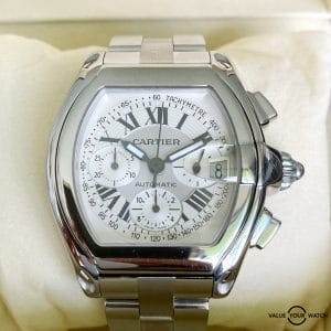 Cartier Roadster XL Chronograph Tachymetre Dial Silver Men's Watch (W62019X6)