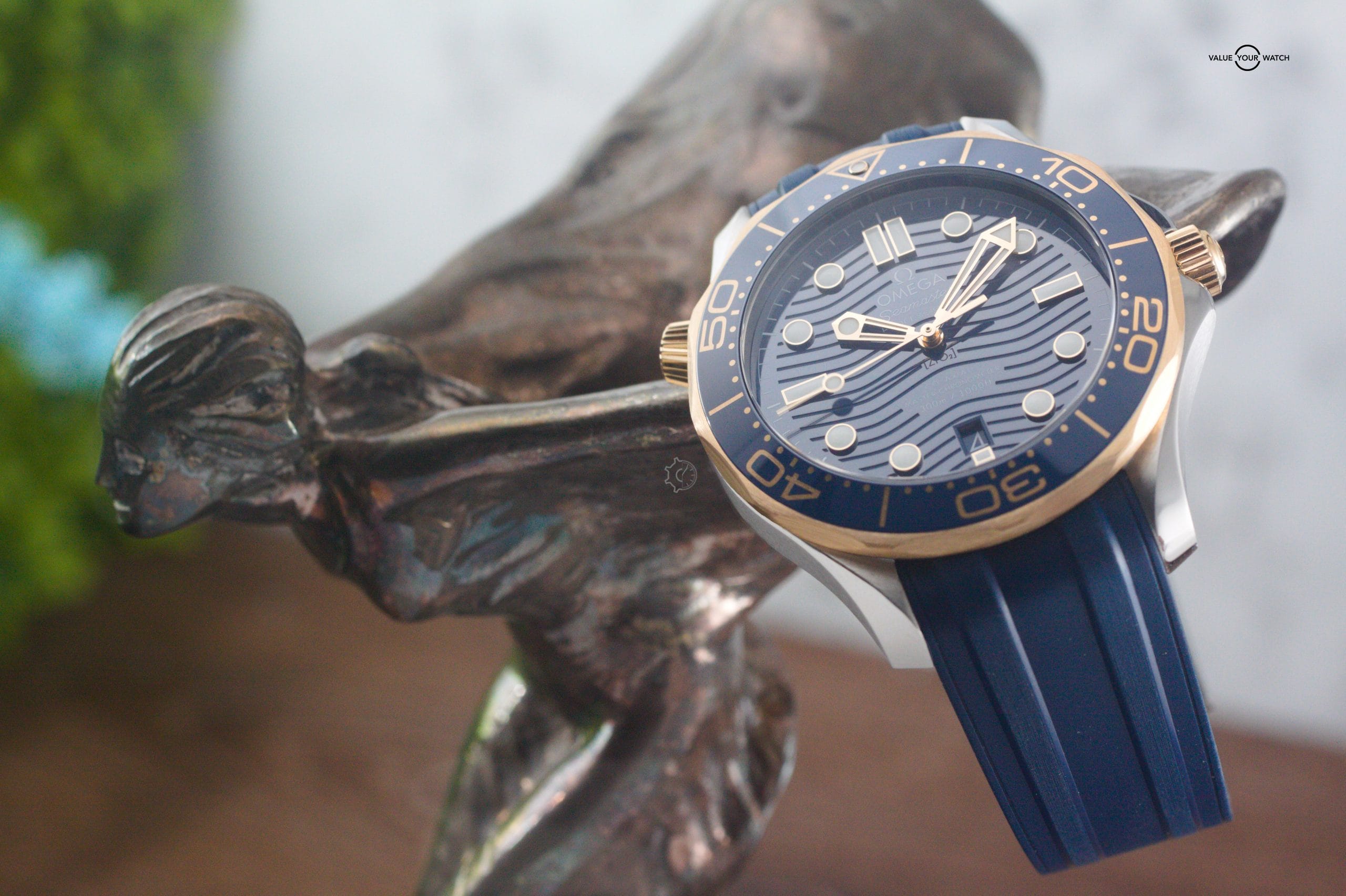 Omega Seamaster 300m Yellow Gold Ceramic 42mm Blue Stainless Steel Box & Papers - Image 2