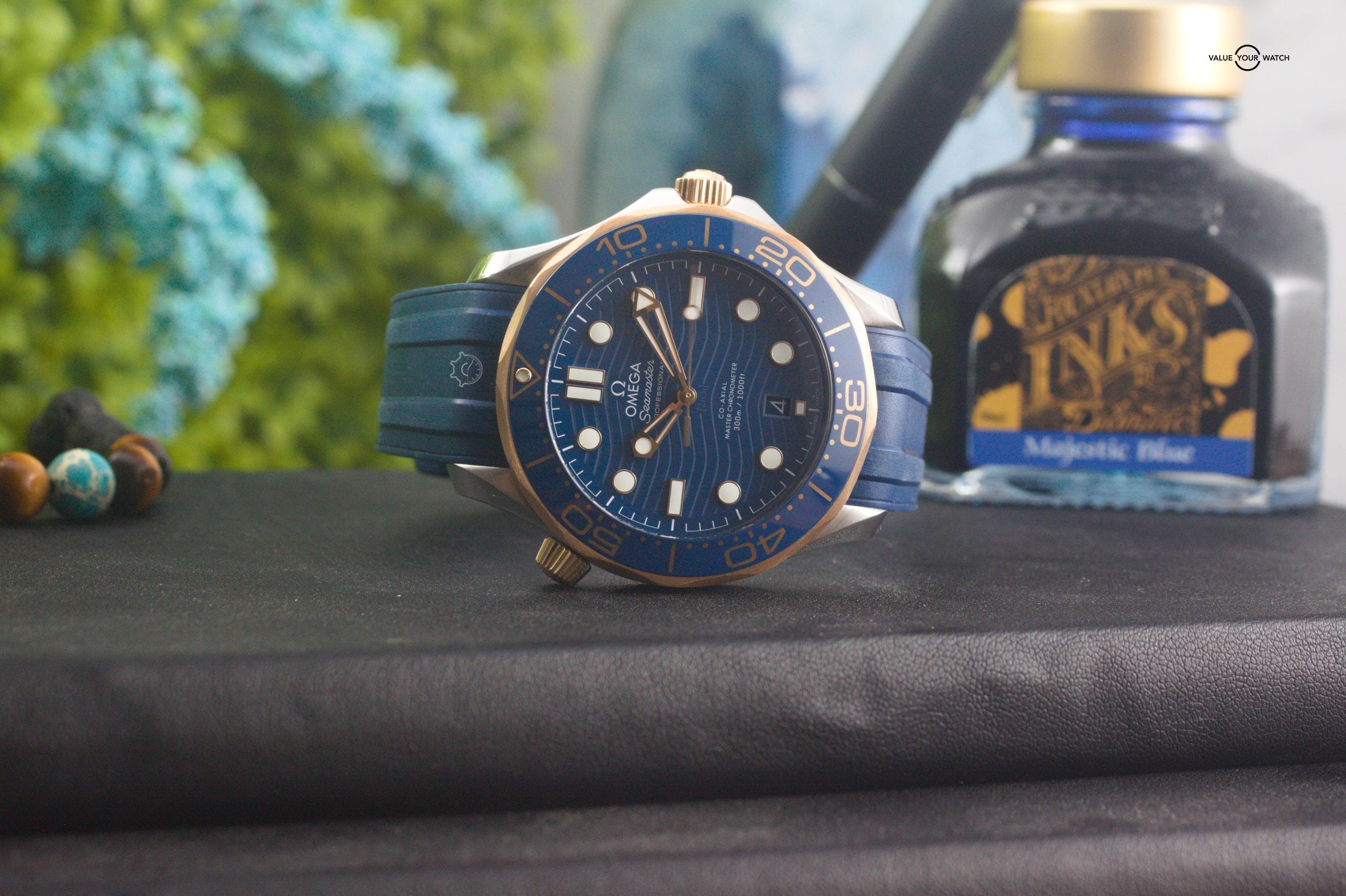 Omega Seamaster 300m Yellow Gold Ceramic 42mm Blue Stainless Steel Box & Papers - Image 8