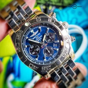 Breitling Chronomat 44mm AB0110 Steel Black Eyed Blue Full Set $9k MSRP