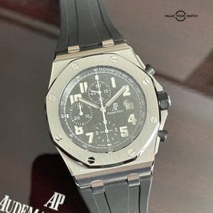 Audemars Piguet Royal Oak Offshore Chronograph 42mm AP Black Themes Steel – 26170ST.OO.D101CR.03 – Full Set!