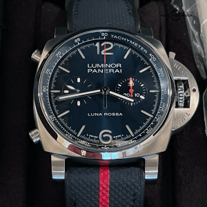 Panerai Luminor Chrono Luna Rossa, New, Complete w/Box & Papers, White OEM Strap, 8 Year Warranty