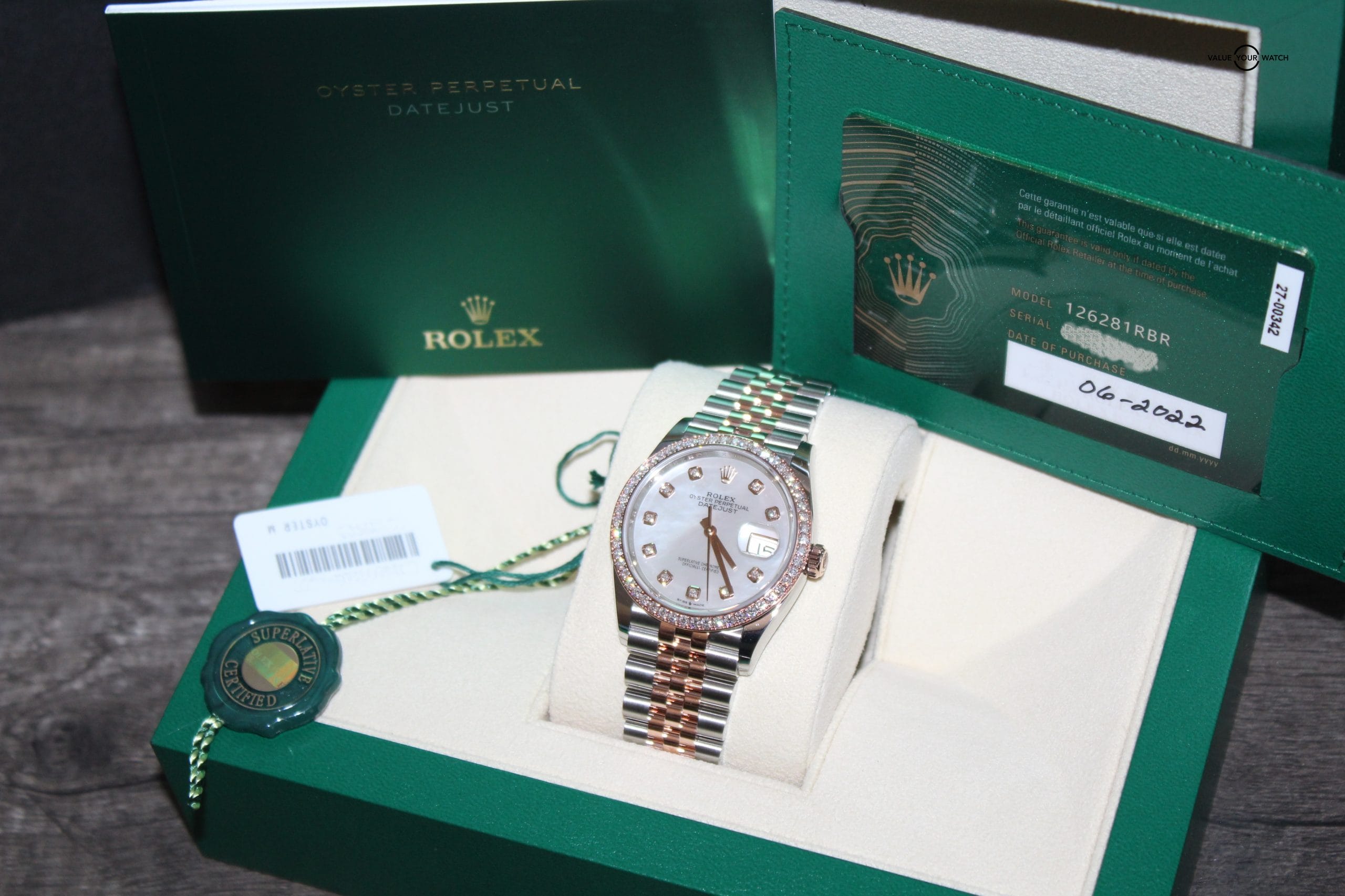 Rolex Lady-Datejust 36 Mother of Pearl 18k Everose Gold & Diamonds BNWT 2022 - Image 2