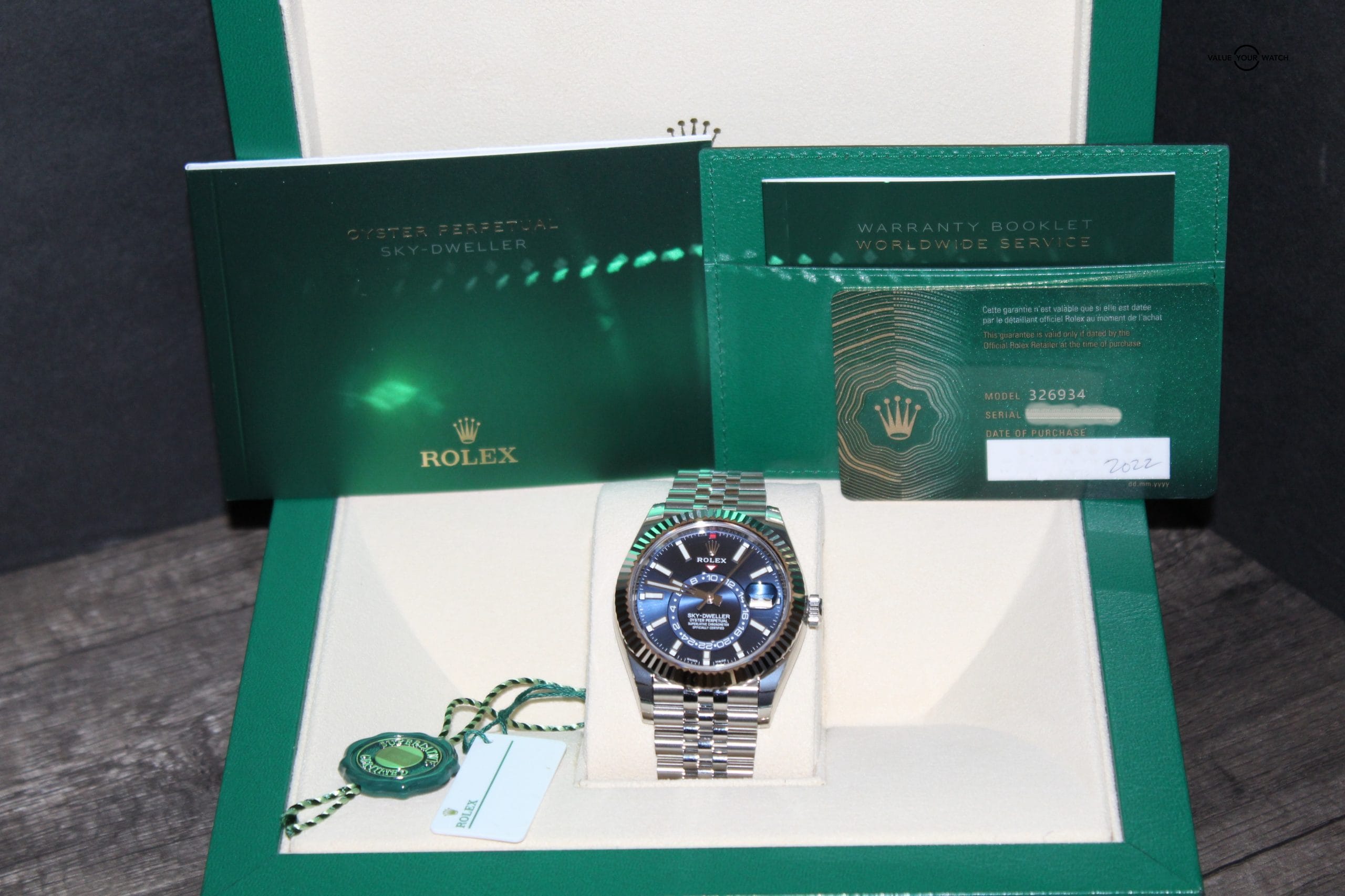 Rolex Sky-Dweller Blue Dial 42MM 18K White Gold Jubilee Bracelet BNIB 2022 - Image 4