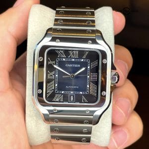 Cartier Santos Blue Men’s Stainless Steel | Blue Cartier Santos | Large Santos