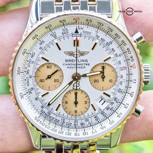 Breitling Navitimer 42 Two-Tone Silver Complete Boxes Papers Yellow Gold D23322