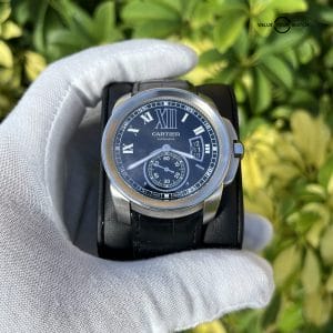 Cartier Calibre de Cartier Open Caseback Leather Strap, Black Roman dial, 42mm