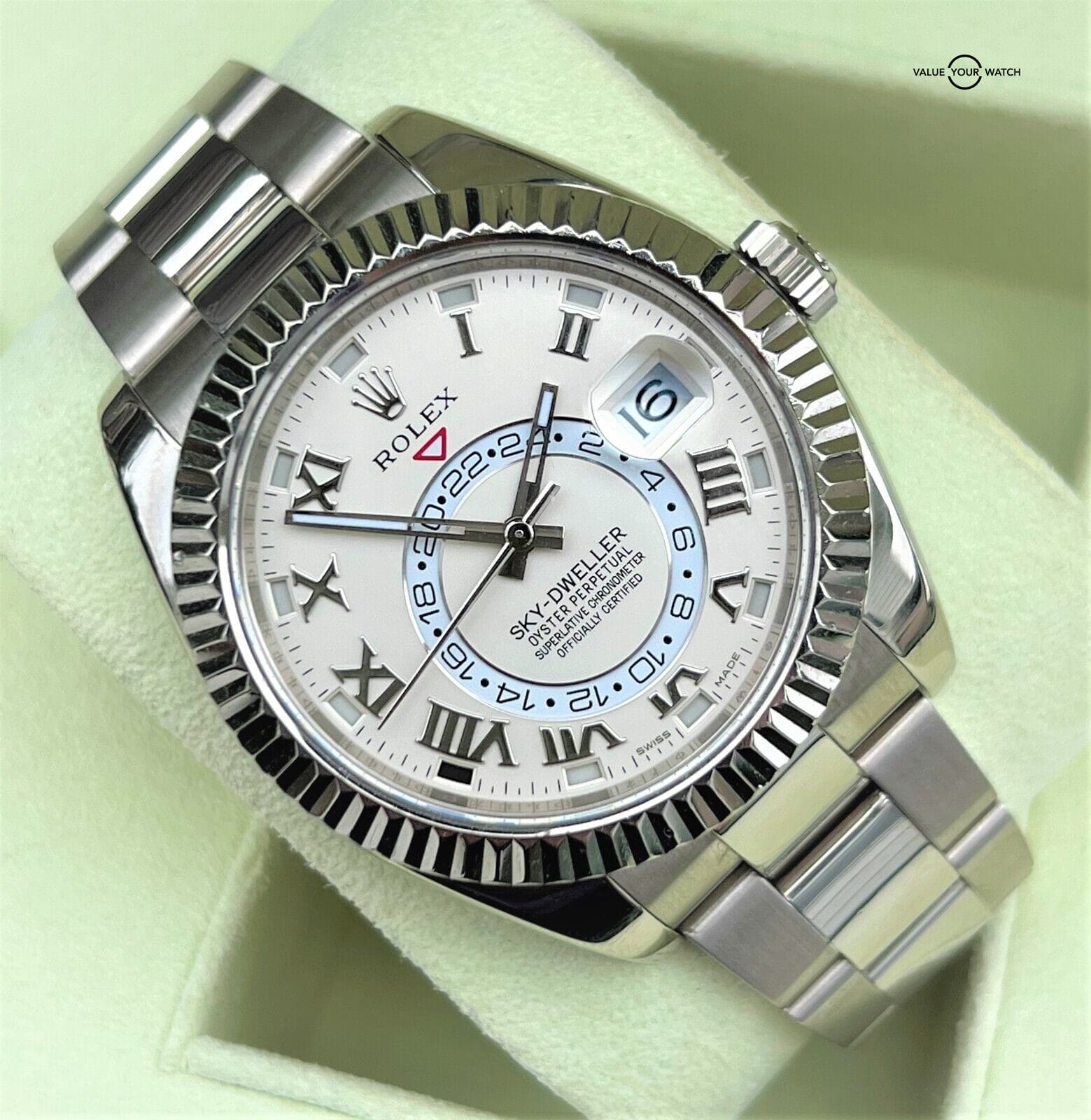 Rolex Sky-Dweller 18K White Gold Ivory Roman 326939 BOXES/PAPERS/SERVICED! - Image 2