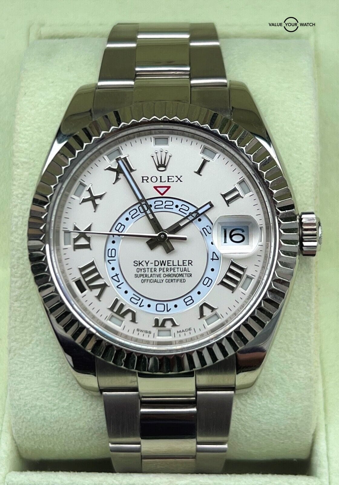 Rolex Sky-Dweller 18K White Gold Ivory Roman 326939 BOXES/PAPERS/SERVICED! - Image 3