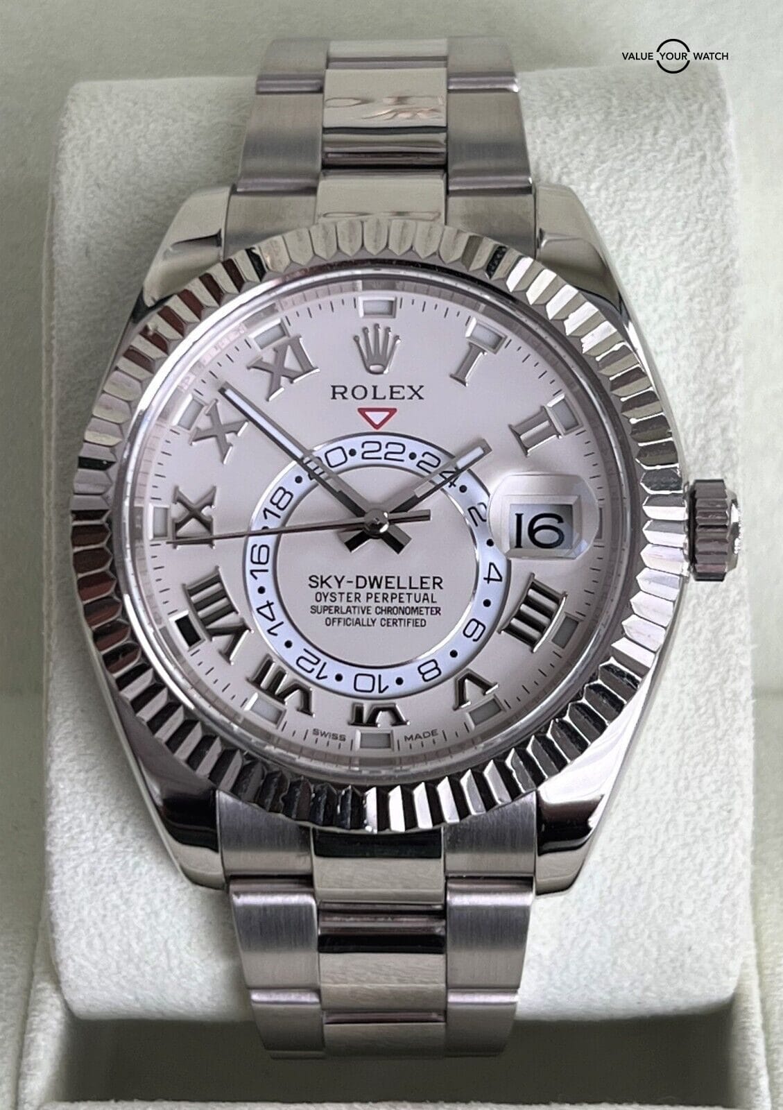 Rolex Sky-Dweller 18K White Gold Ivory Roman 326939 BOXES/PAPERS/SERVICED! - Image 4