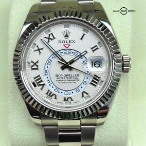 Rolex Sky-Dweller 18K White Gold Ivory Roman 326939 BOXES/PAPERS/SERVICED!
