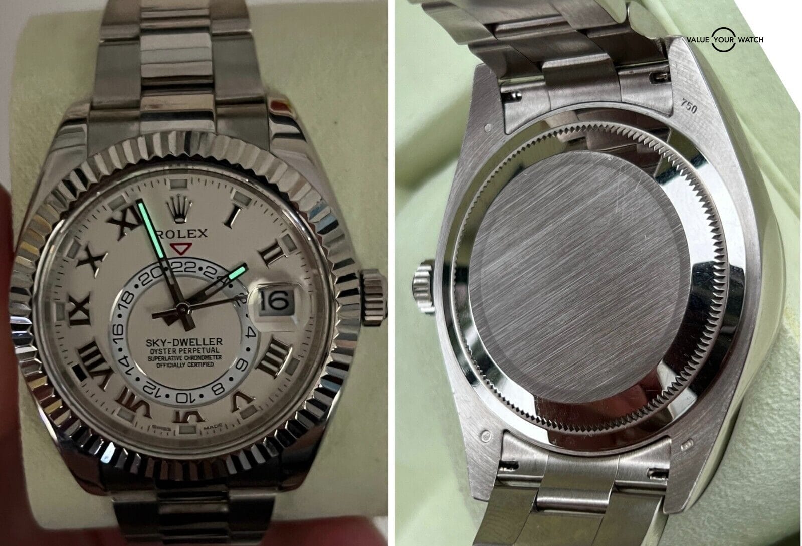 Rolex Sky-Dweller 18K White Gold Ivory Roman 326939 BOXES/PAPERS/SERVICED! - Image 6