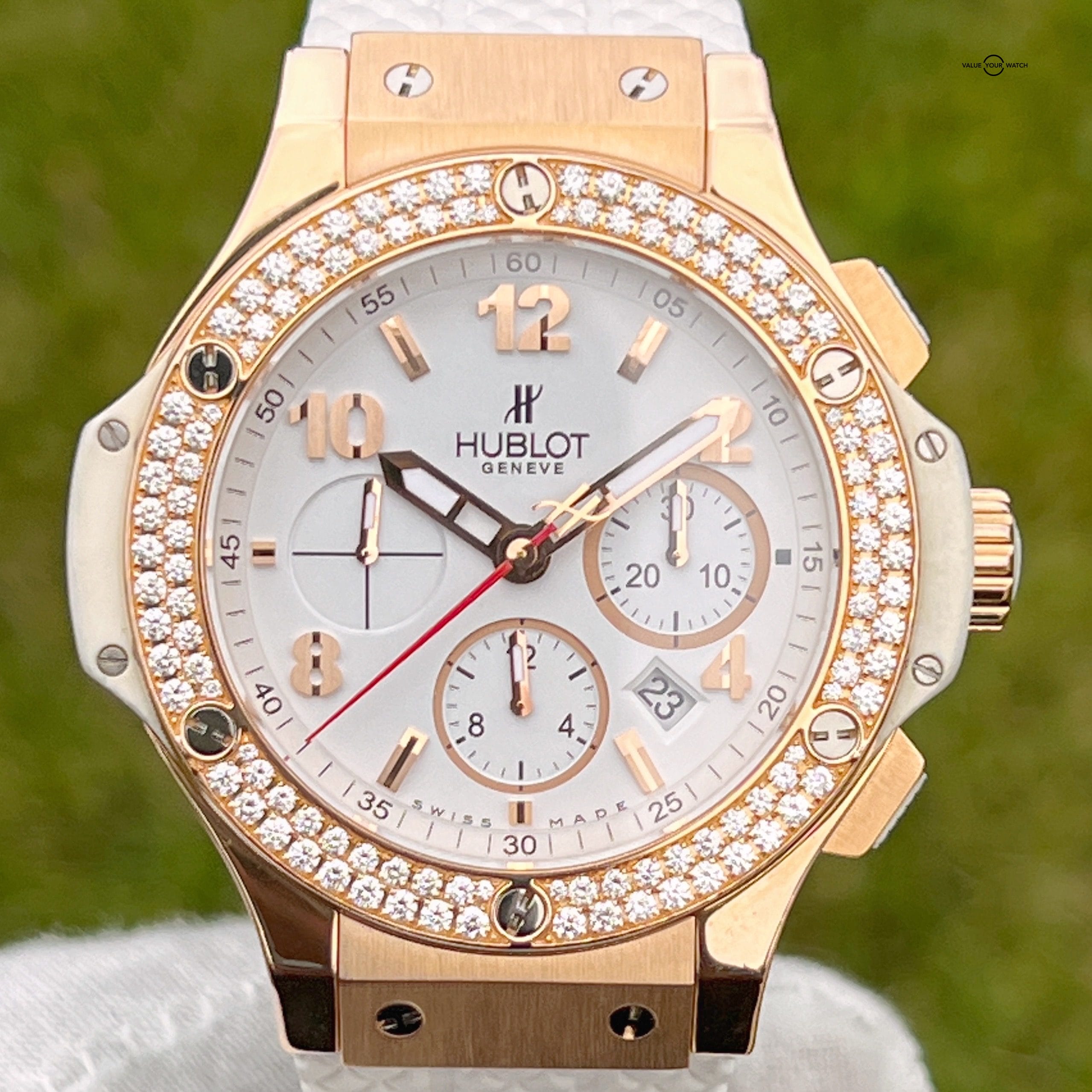 Hublot Big Bang Portocervo 18k Rose Gold Diamond White Dial 44MM 43K MSRP Rare Value Your Watch