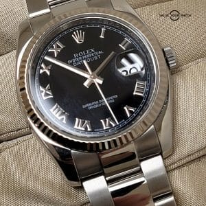 Rolex Datejust.36mm w/ flutted 18k White gold bezel.Box &amp; booklet.100%authentic