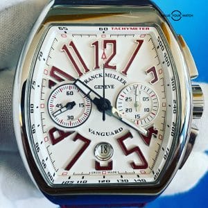 Franck Muller Vanguard Chronograph w/White Dial Red Numbers Red Band Men’s Watch.