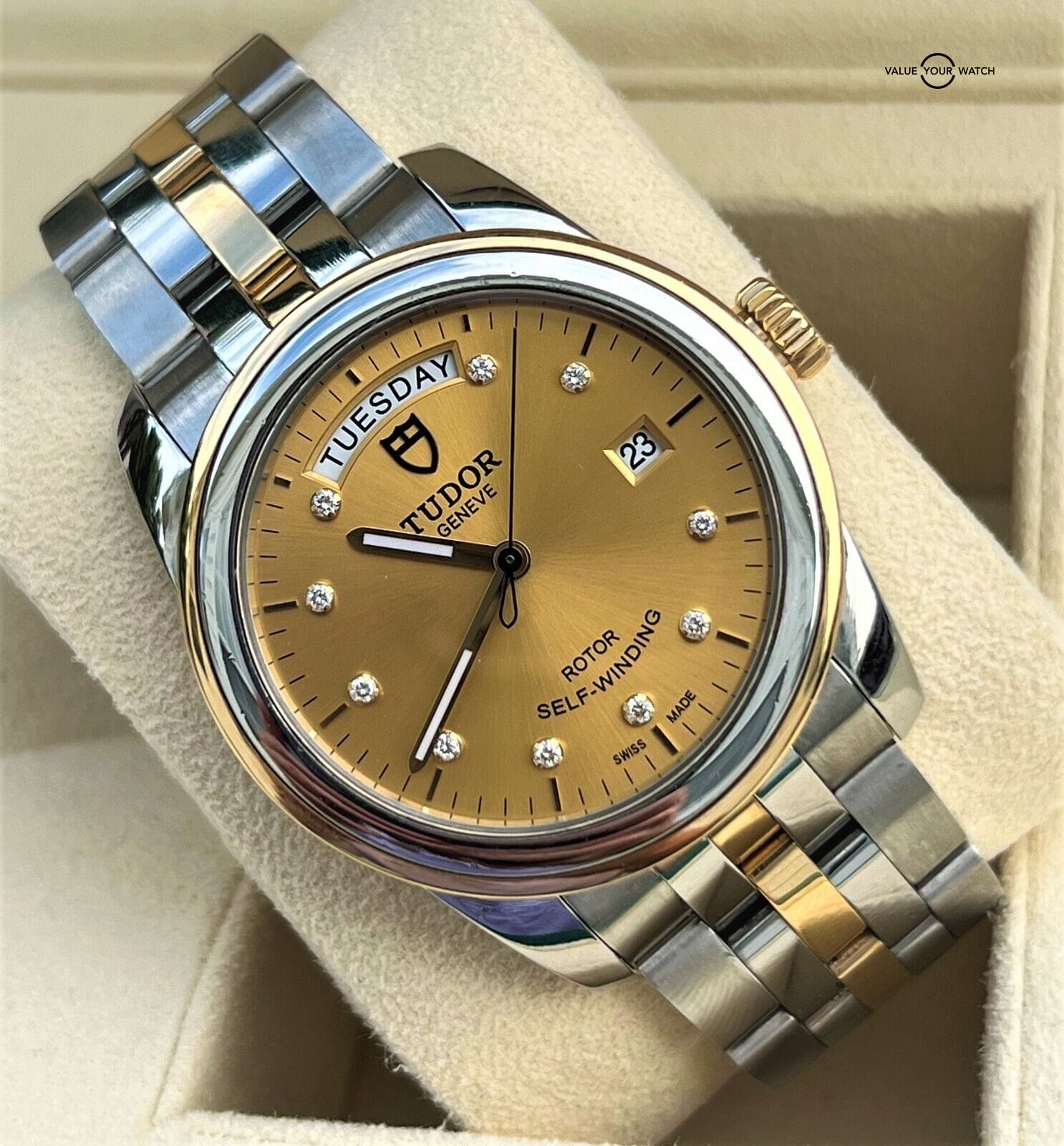 Tudor Glamour Day Date 39mm Gold Diamond Dial M56003-006! - Image 9