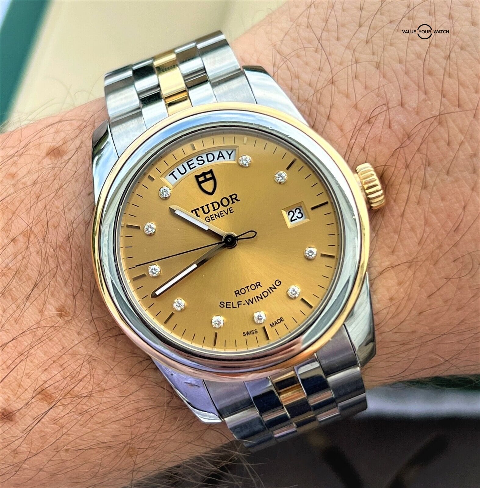 Tudor Glamour Day Date 39mm Gold Diamond Dial M56003-006! - Image 10