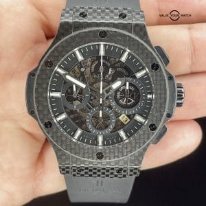 Hublot Big Bang Aero Bang Black Carbon Fiber | 311.QX.1124.RX | Skeleton Rubber strap