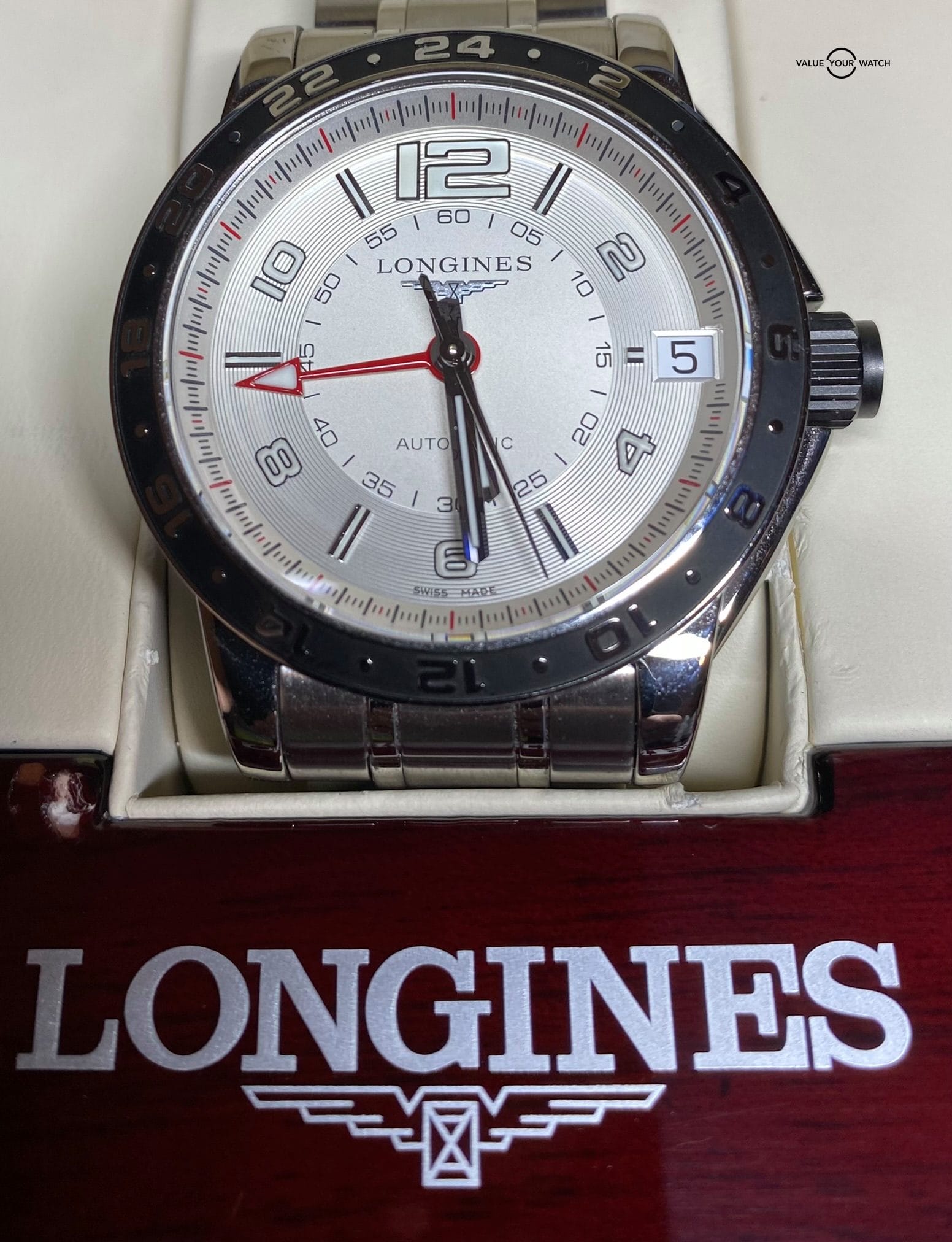 LONGINES Admiral L3.668.4 GMT Silver Dial Automatic, Mint, Full-Set