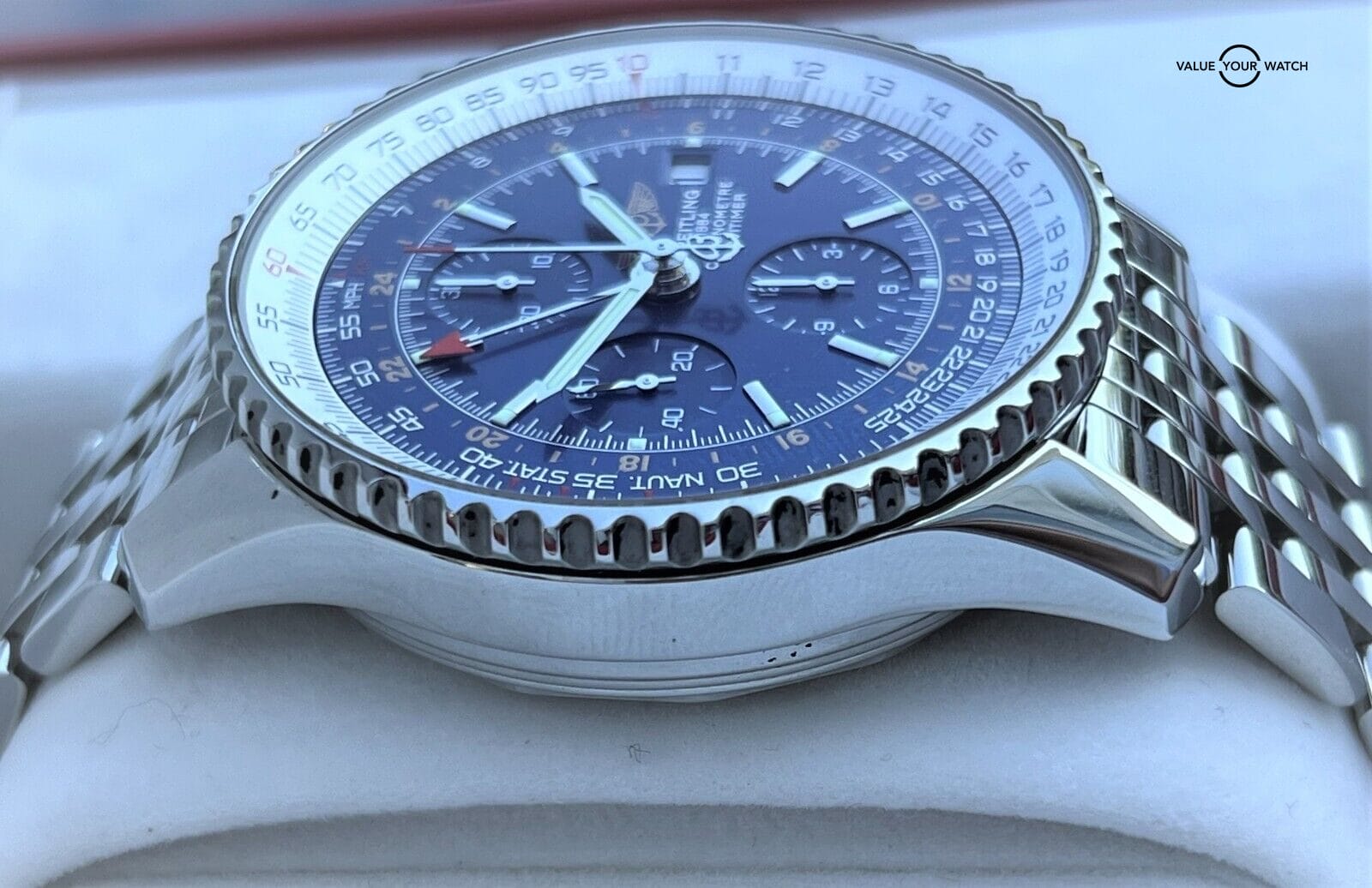 Breitling Navitimer World GMT 46mm Blue Dial Chronograph A24322 BOXES/PAPERS! - Image 5