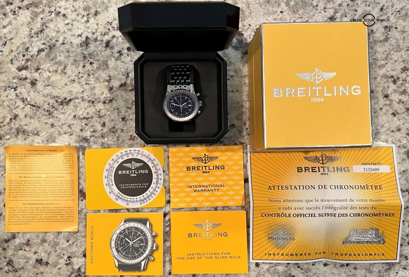 Breitling Navitimer World GMT 46mm Blue Dial Chronograph A24322 BOXES/PAPERS! - Image 9