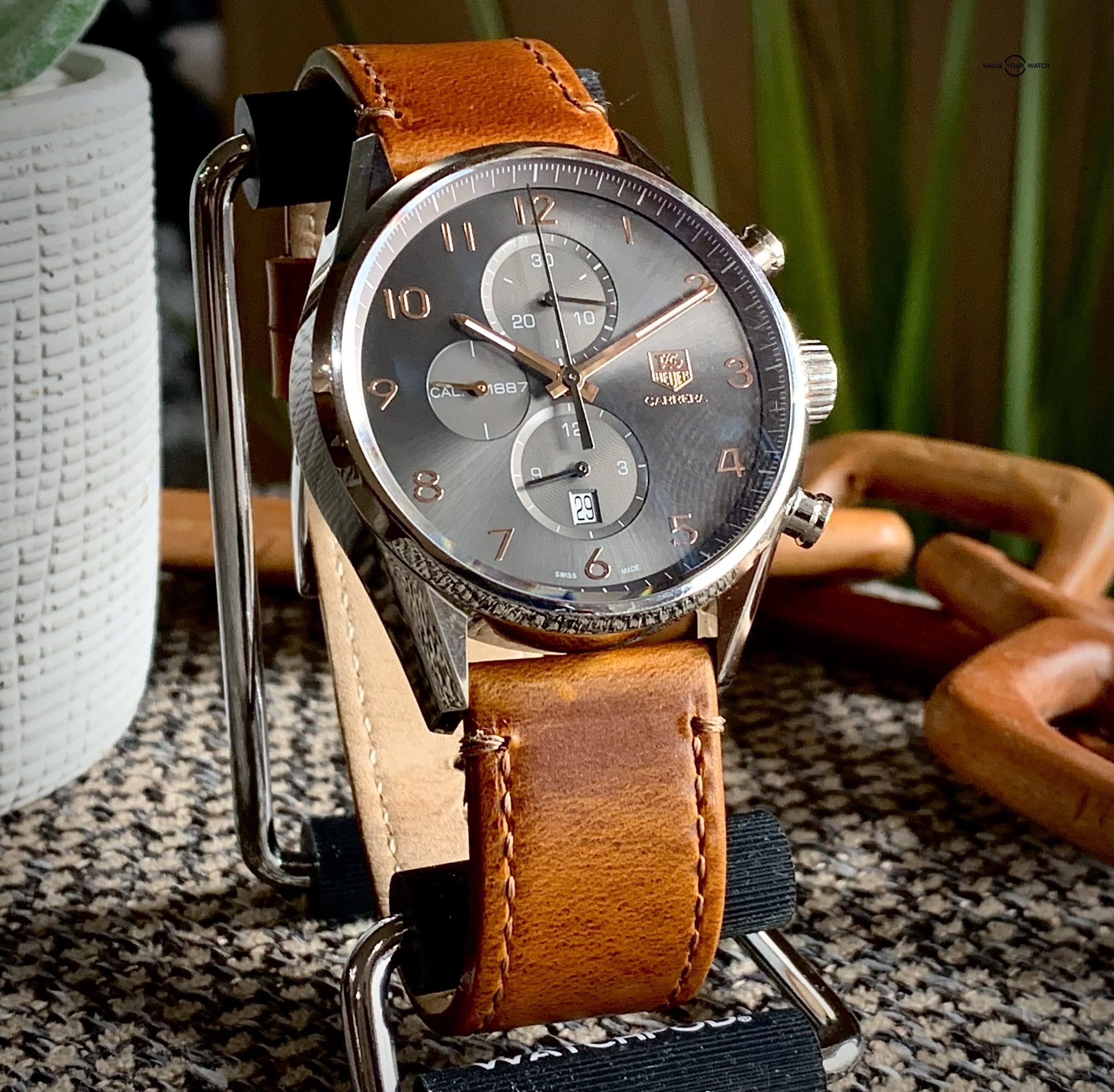 STRIKING!! Tag Heur Carrera Rose Gold Calibre 1887 with Extras!!