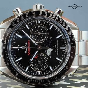 Omega Speedmaster Moonphase 2022 ceramic 44mm automatic watch on steel bracelet B&P