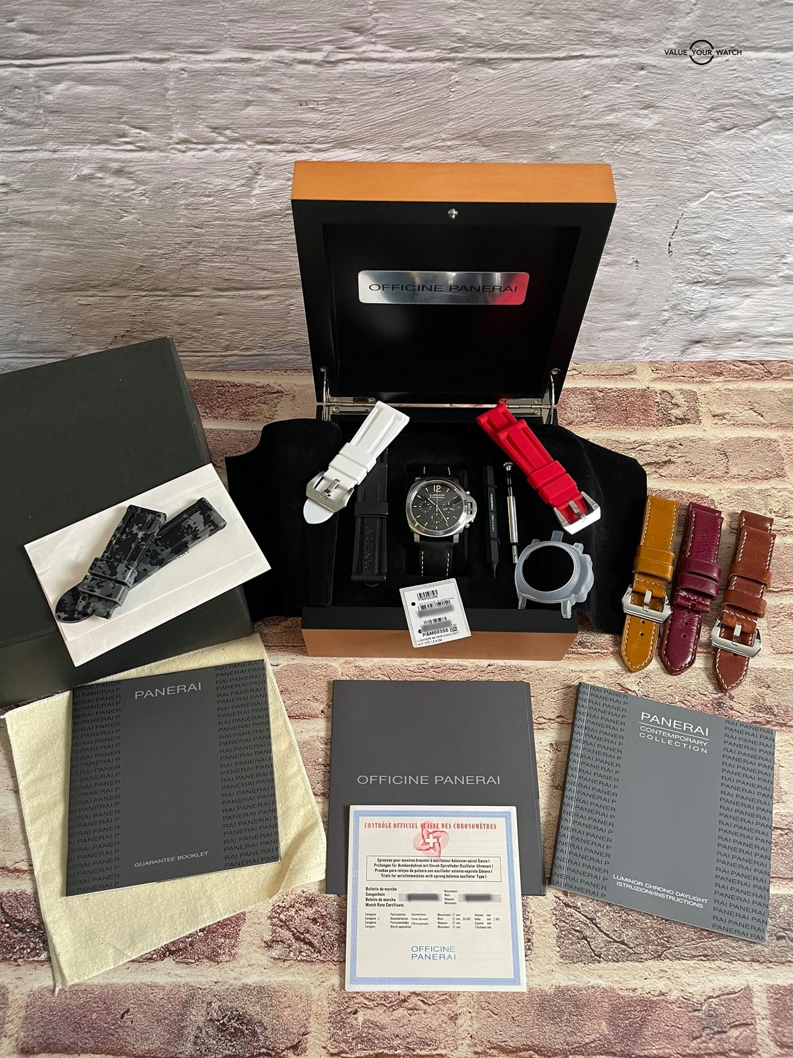 Panerai Luminor Daylight Chrono Steel 44mm - PAM00356 PAM 356 PAM356 – Box, Papers, extra straps! - Image 10