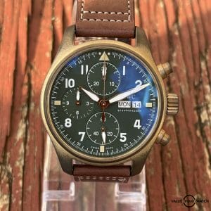 MINT IWC Spitfire Chronograph Pilot's Watch Bronze Case X Green Dial - IW387902 s