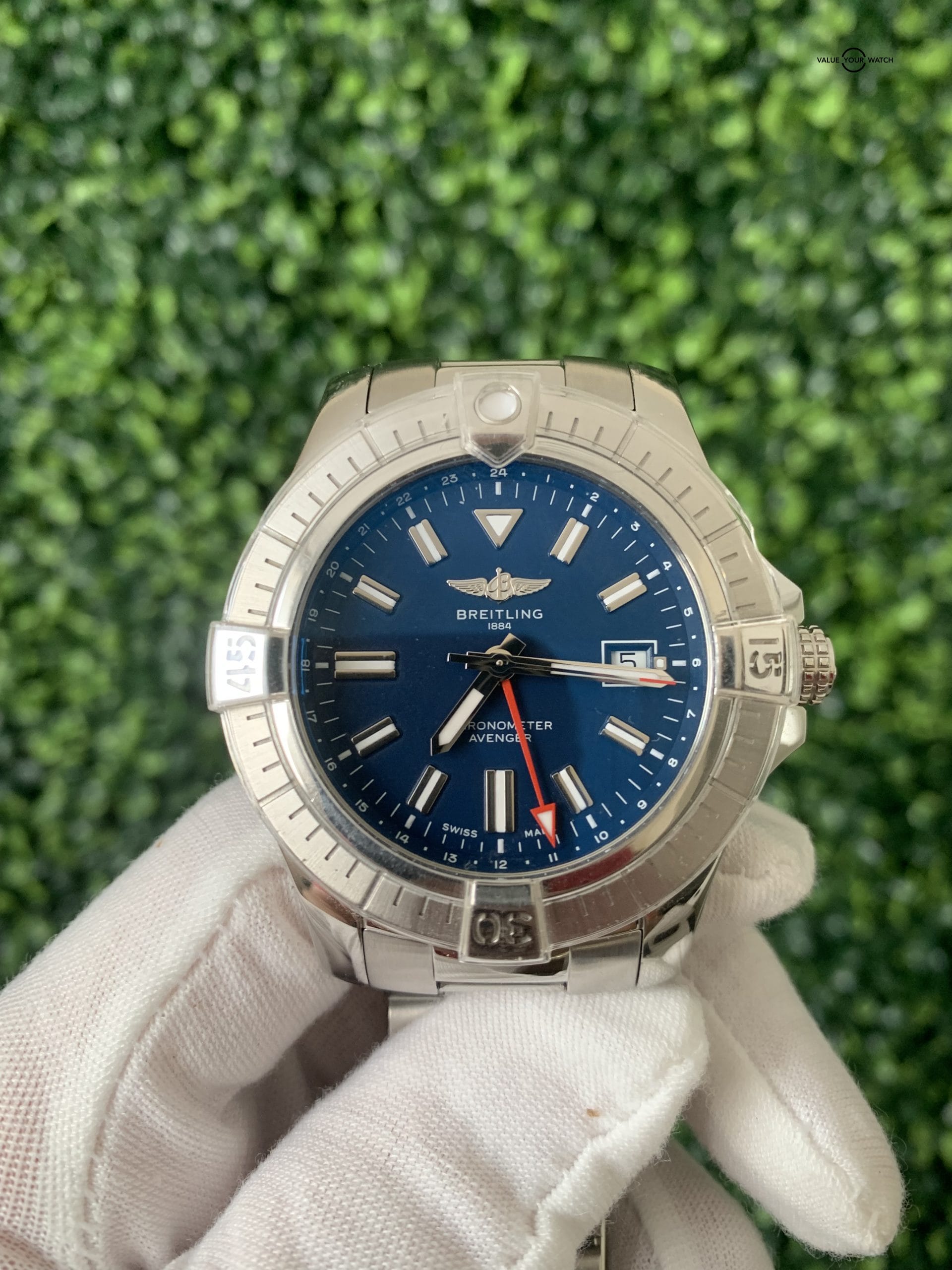 Breitling Avenger Blue GMT 45 Box Bracelet Automatic Steel