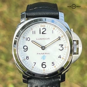Panerai Luminor Base Logo Acciaio Steel White Dial Manual Watch Full Set PAM 630