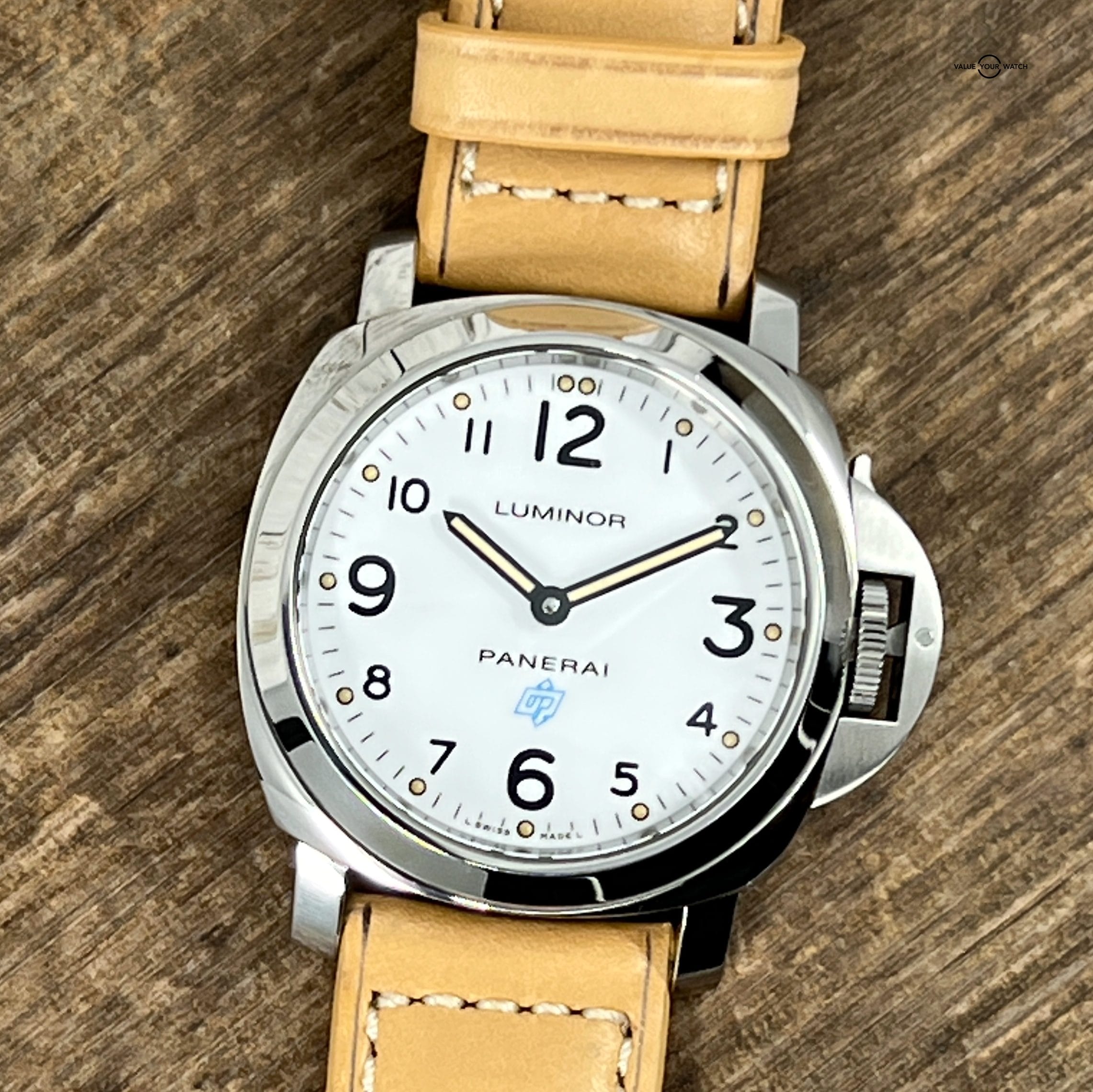 Panerai Luminor Base Logo Acciaio Steel White Dial Manual Watch