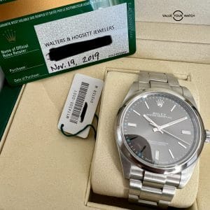Oyster Perpetual 39 114300 Dark Rhodium Dial 2019 – Under Warranty! Sports/Steel