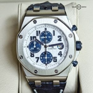 Audemars Piguet Royal Oak Offshore Navy Blue White Chronograph 42mm 26170ST Mint