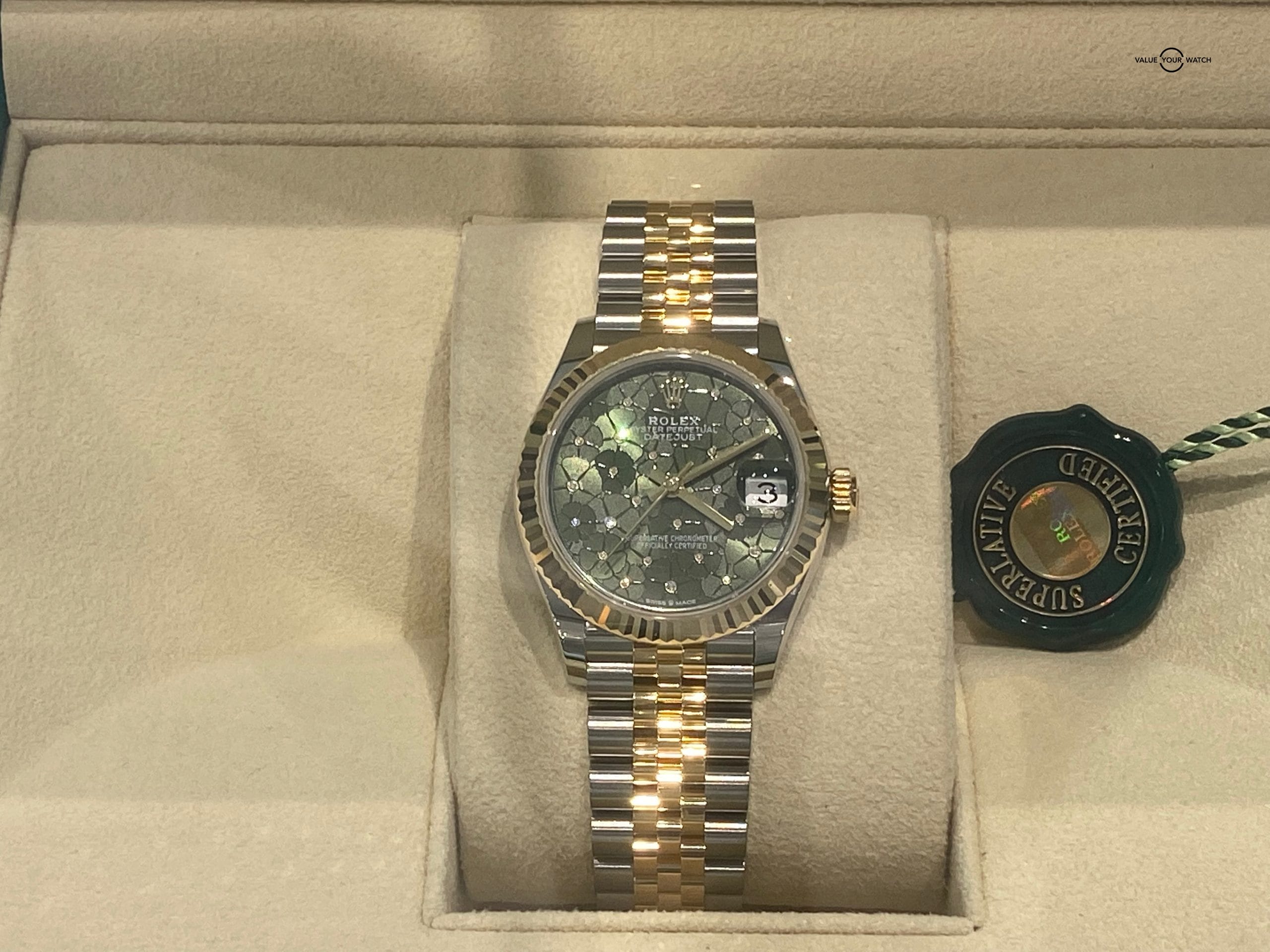 New Model 2022 Rolex Datejust 31 Floral Olive Green Diamond Dial 278273 - Image 12