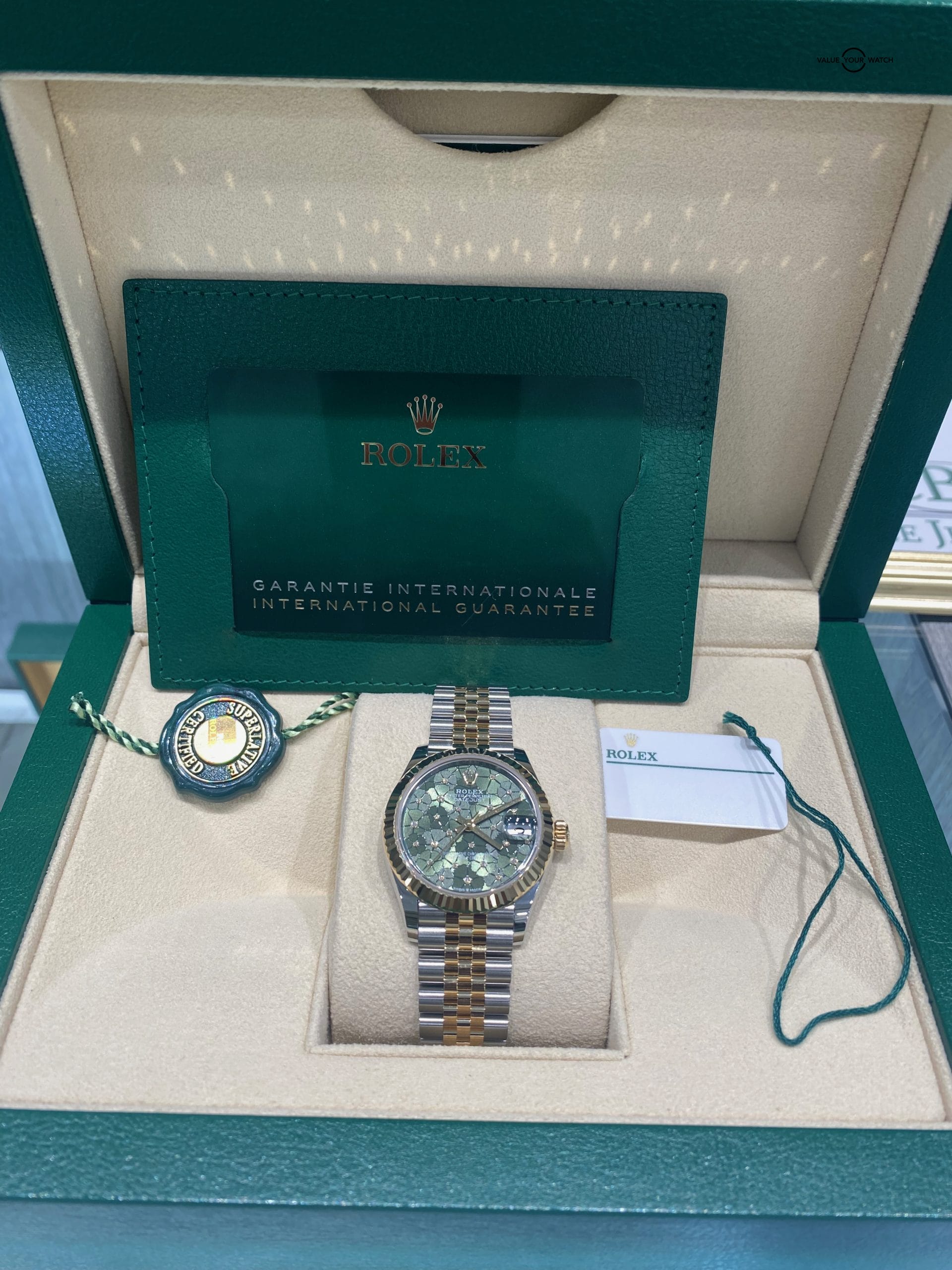 New Model 2022 Rolex Datejust 31 Floral Olive Green Diamond Dial 278273 - Image 4