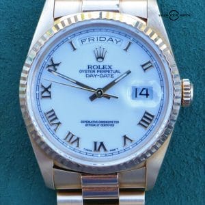 Rolex President Day-Date 18238 36mm 18K Yellow Gold White Roman Dial!