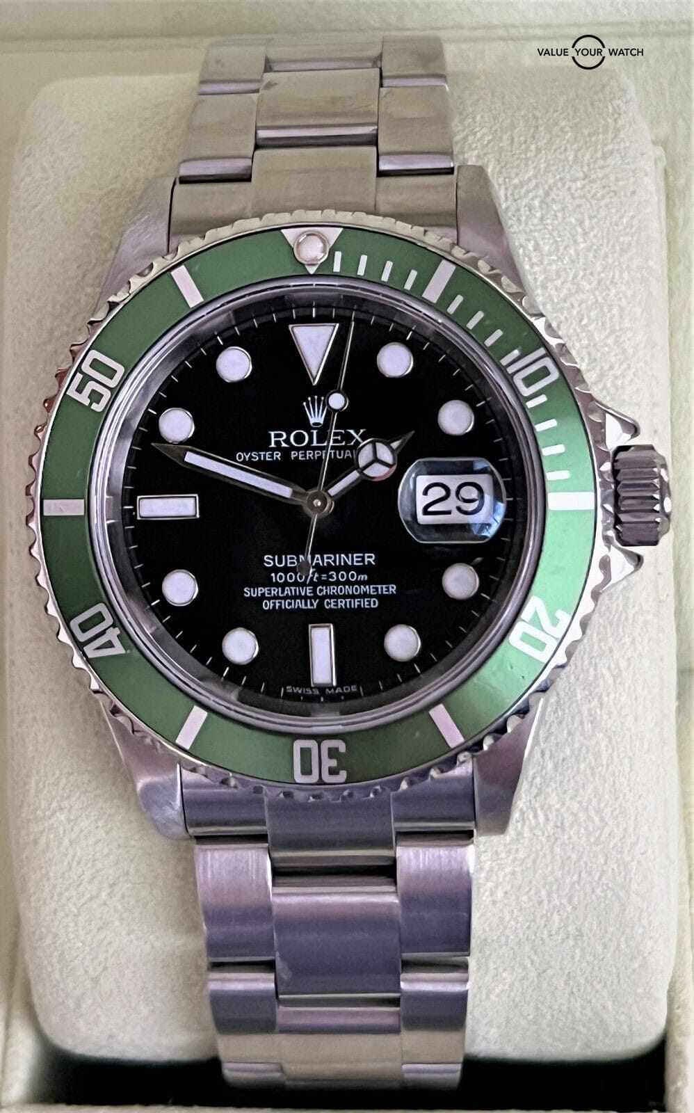 Submariner 16610LV Stainless Green Bezel/Black Dial/Serviced! | Value Your Watch